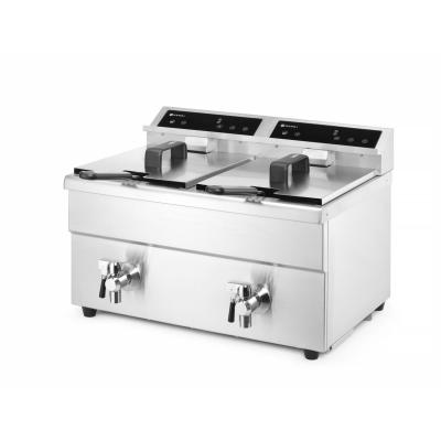 Indukční fritéza s výpustí - 2 x 8 l, HENDI, Profi Line, 16L, 230V/7000W, 577x609x(H)410mm | 215029